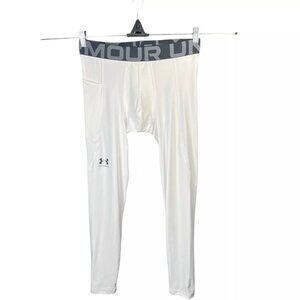 Under Armour Men's HeatGear Leggings M White Ergonomic Design Moisture Wicking